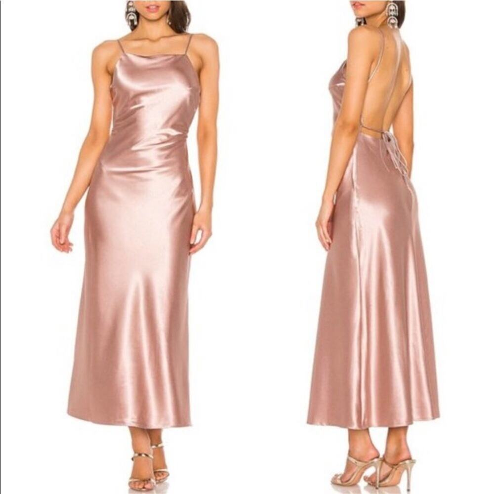 Bardot Estelle Draped Satin Midi Dress